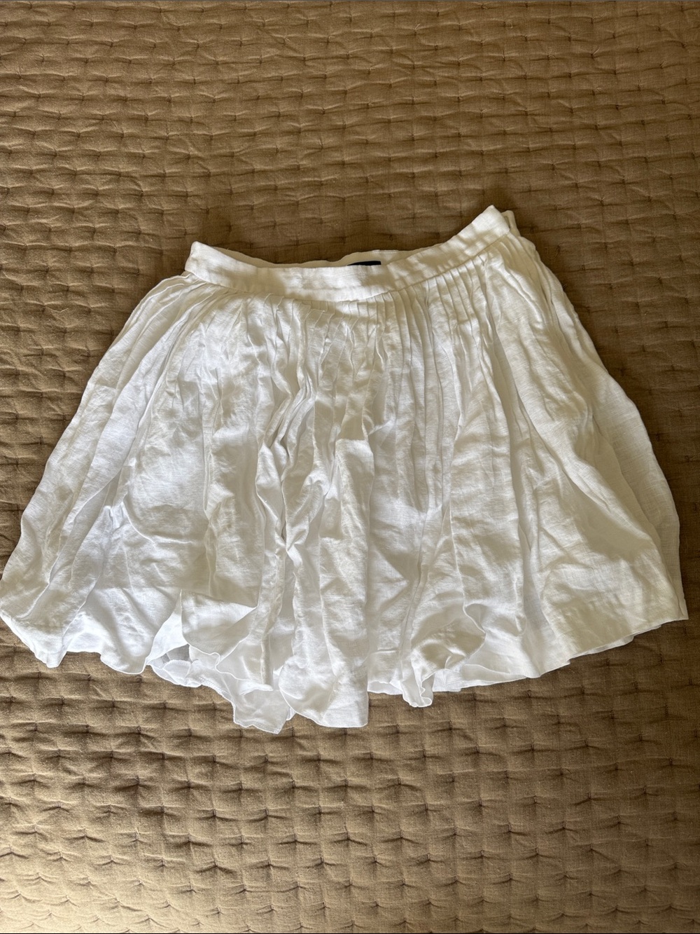 J. Crew White Linen Pleated Circle Skirt
